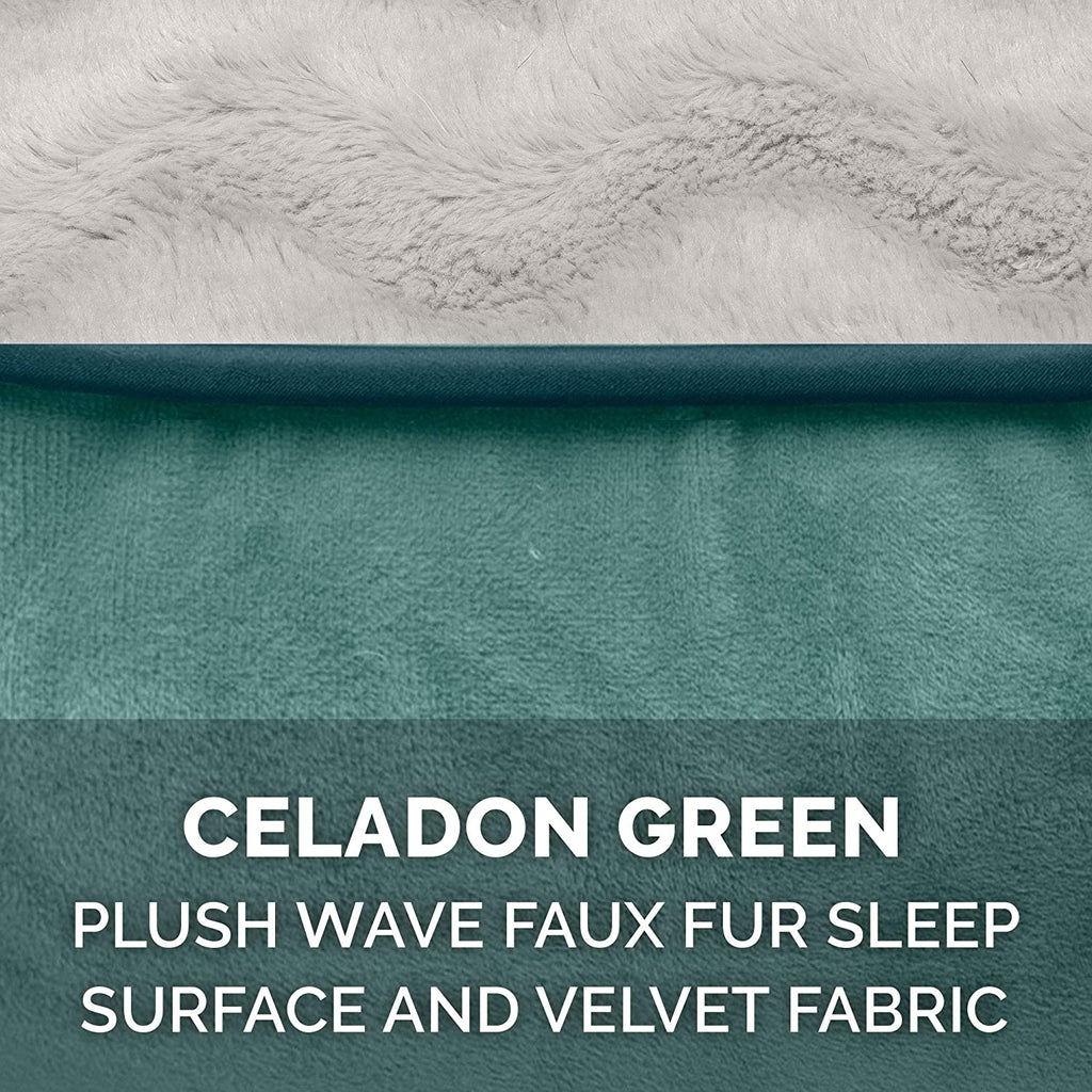 Replacement Pet Bed Cover - Plush Velvet Waves Perfect Comfort Sofa Washable Dog Bed Cover, Celadon Green, Jumbo plus (Xx-Large)